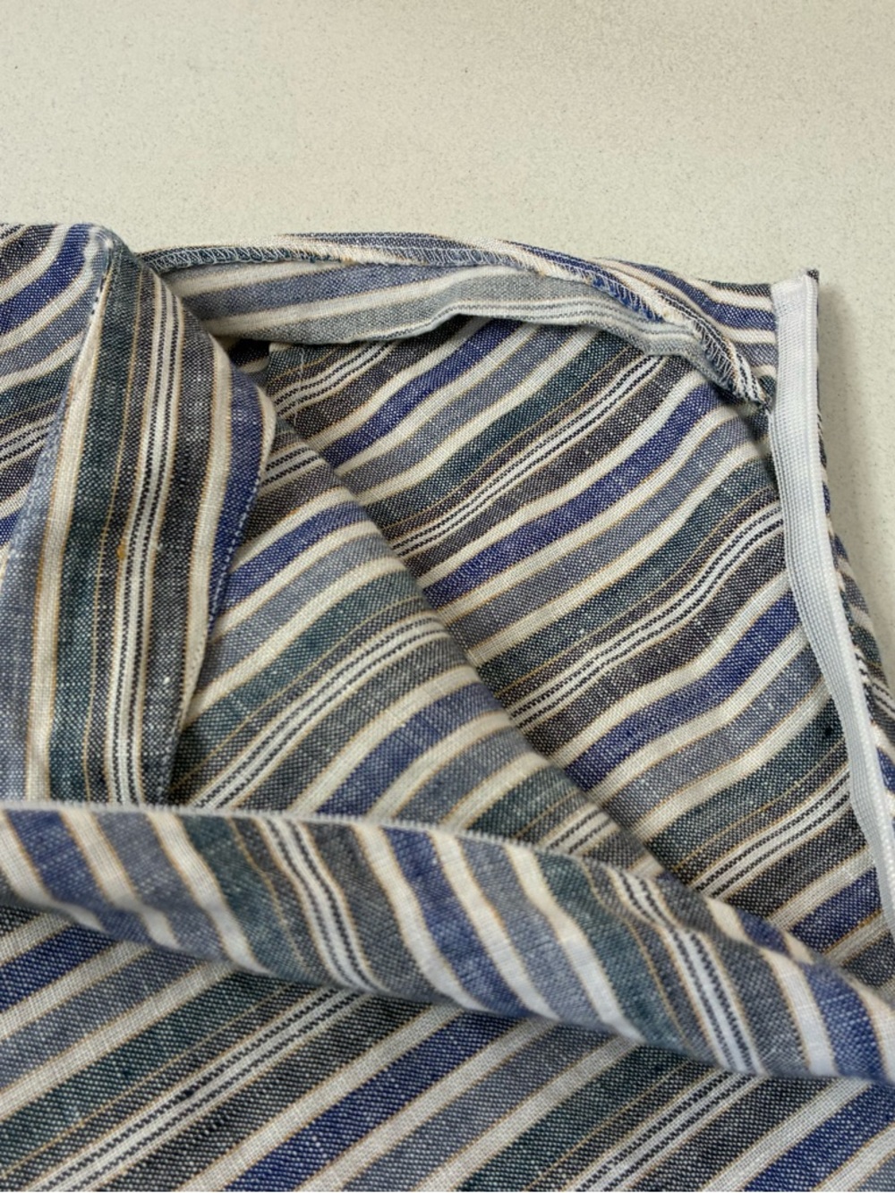 Banana Republic Linen Skirt Womens 10 Side Zip Blue White Tan Diagonal Stripes - Picture 4 of 7